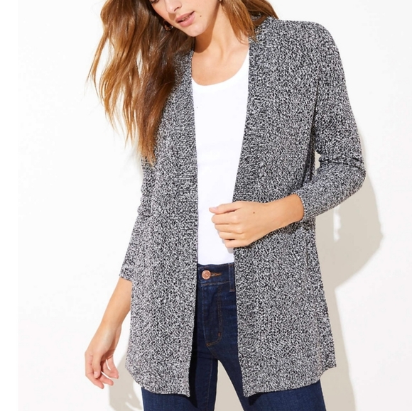 LOFT Sweaters - Loft Marled Textured Open Cardigan